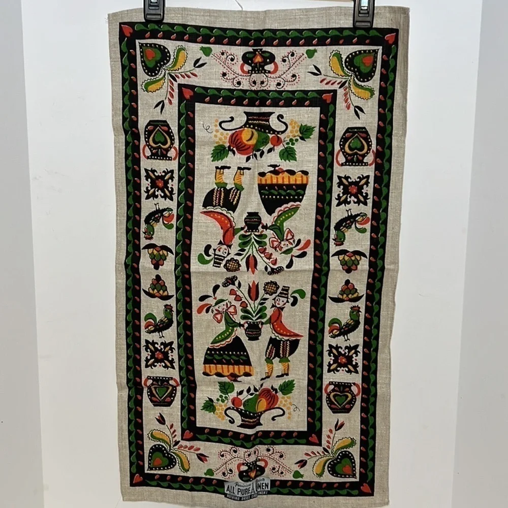 Parisian Prints Linen Table Runner Vintage Dutch Design